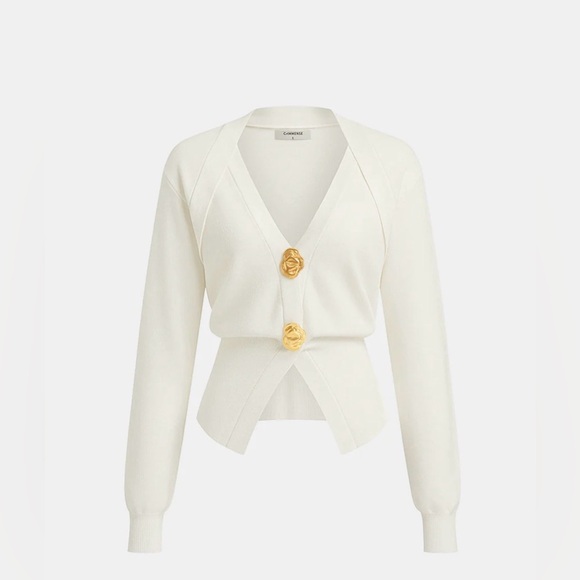 Commense Sweaters - Commense Metal Detail V-Neck Wool Blend Sweater NWT Size M